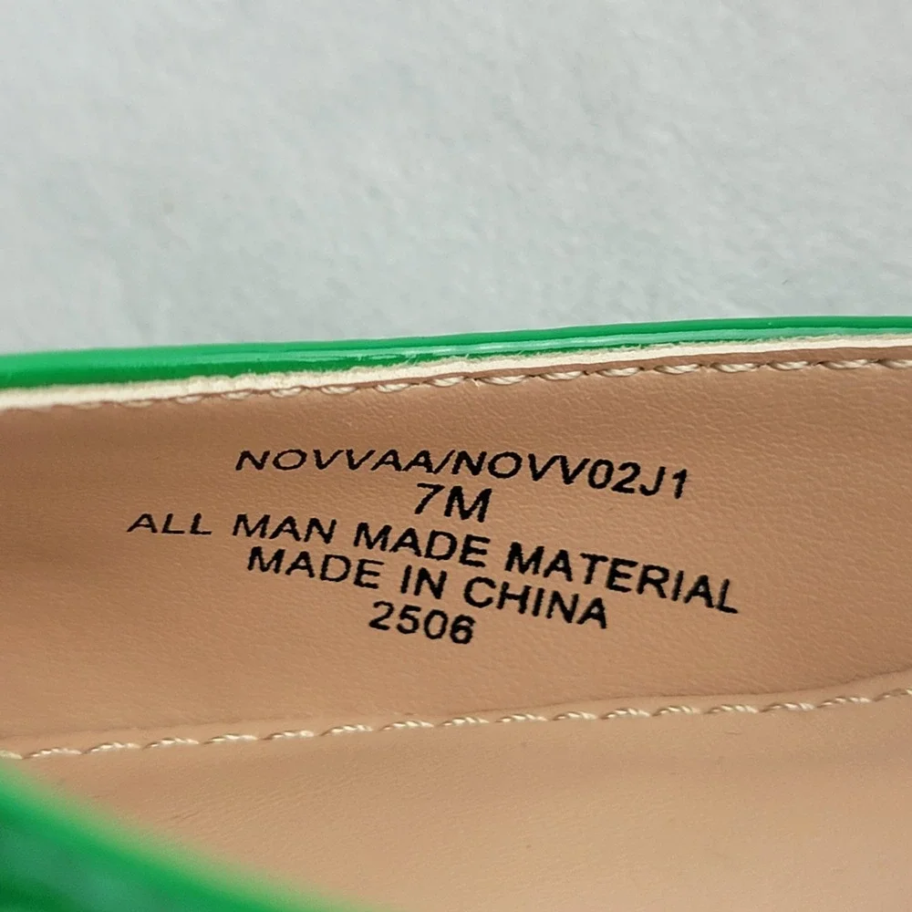 Madden Girl Novvaa Green Patent Slingback Block Heel Square Toe Pumps 7M